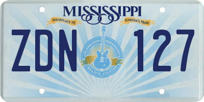 MS license plate ZDN127