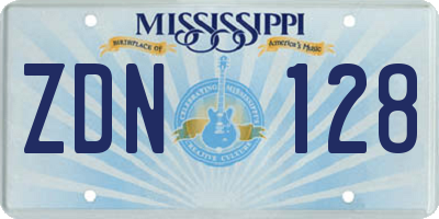 MS license plate ZDN128