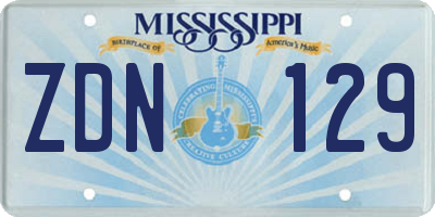 MS license plate ZDN129