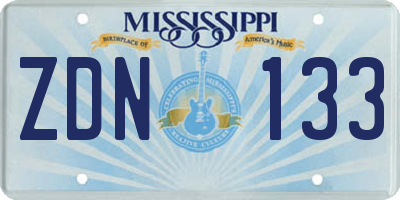 MS license plate ZDN133