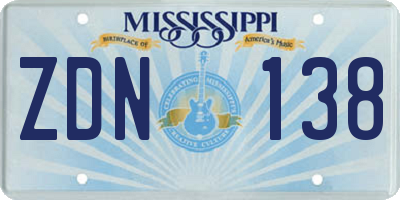 MS license plate ZDN138