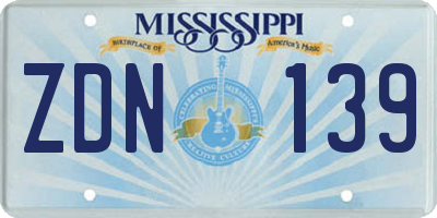 MS license plate ZDN139