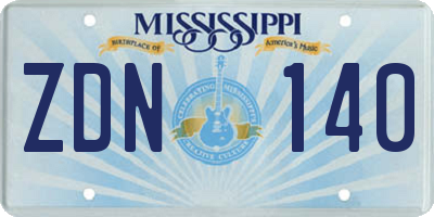 MS license plate ZDN140