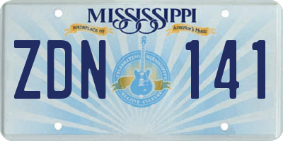MS license plate ZDN141