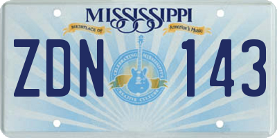 MS license plate ZDN143
