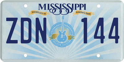 MS license plate ZDN144