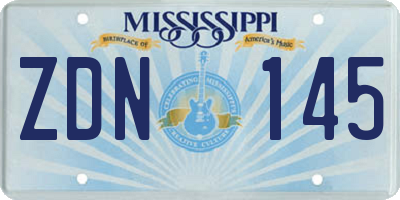 MS license plate ZDN145
