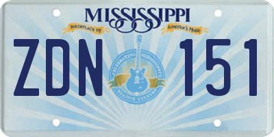 MS license plate ZDN151