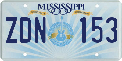 MS license plate ZDN153