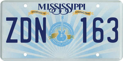 MS license plate ZDN163