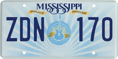 MS license plate ZDN170