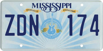 MS license plate ZDN174