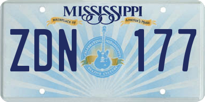 MS license plate ZDN177