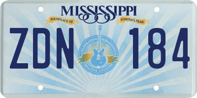 MS license plate ZDN184