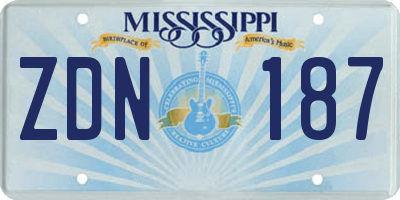MS license plate ZDN187