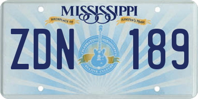 MS license plate ZDN189