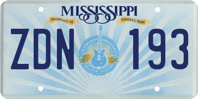 MS license plate ZDN193