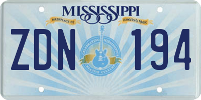 MS license plate ZDN194