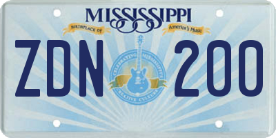 MS license plate ZDN200