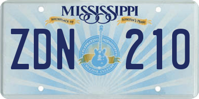 MS license plate ZDN210