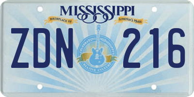 MS license plate ZDN216