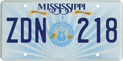 MS license plate ZDN218