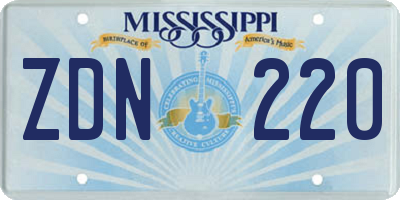 MS license plate ZDN220