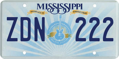 MS license plate ZDN222