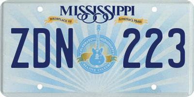 MS license plate ZDN223