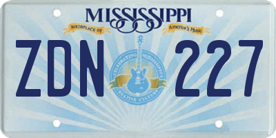 MS license plate ZDN227