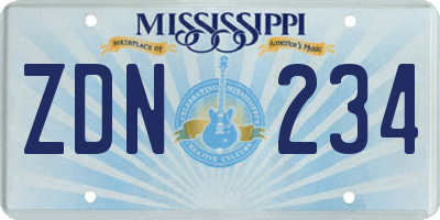 MS license plate ZDN234