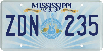 MS license plate ZDN235