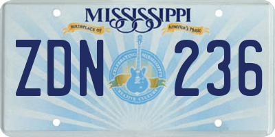 MS license plate ZDN236