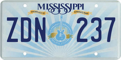 MS license plate ZDN237