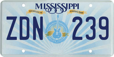 MS license plate ZDN239
