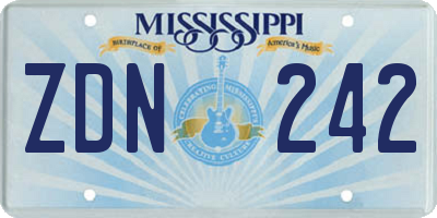 MS license plate ZDN242