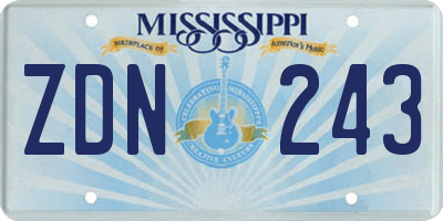 MS license plate ZDN243
