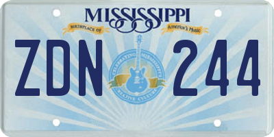 MS license plate ZDN244