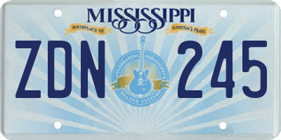 MS license plate ZDN245
