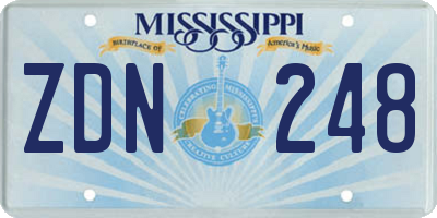 MS license plate ZDN248