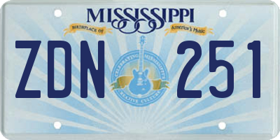 MS license plate ZDN251
