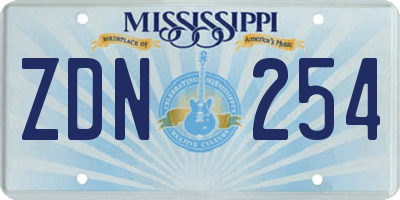 MS license plate ZDN254