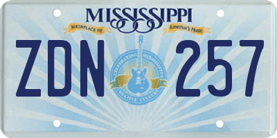 MS license plate ZDN257