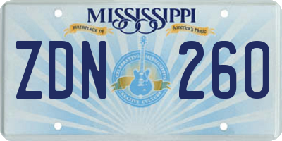 MS license plate ZDN260