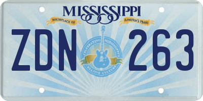 MS license plate ZDN263