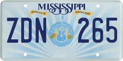 MS license plate ZDN265