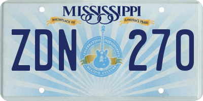 MS license plate ZDN270