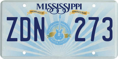 MS license plate ZDN273