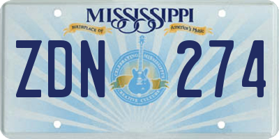 MS license plate ZDN274