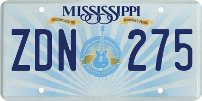 MS license plate ZDN275